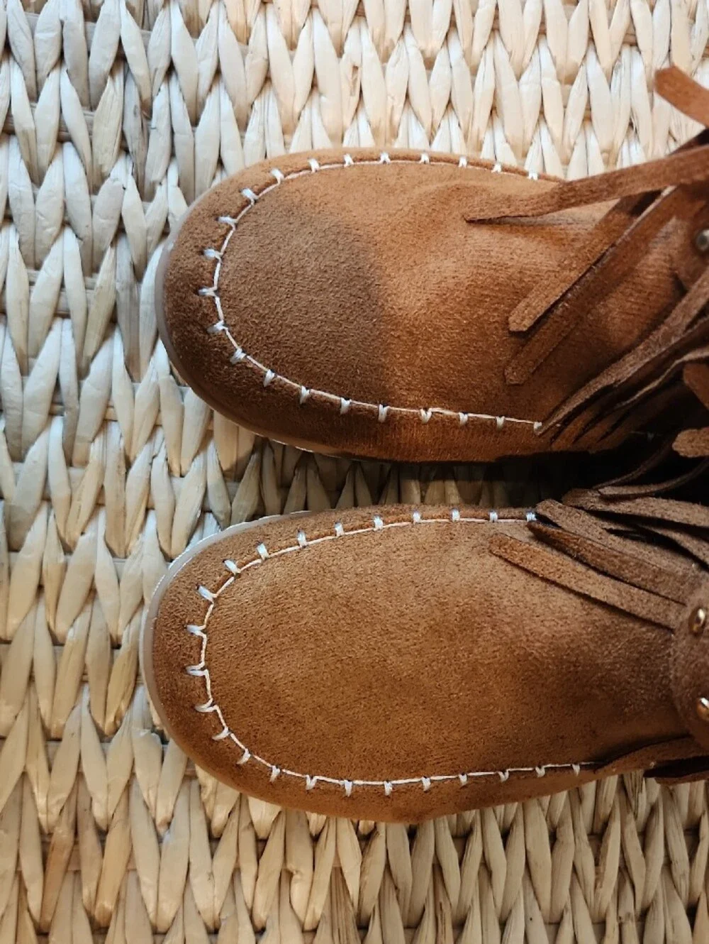 Allison Women's Fringe Ankle Booties/Boots in Tan (Size 39)